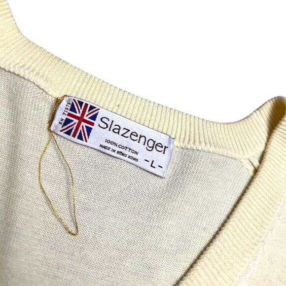 SLAZENGER Vintage 90s Deadstock Business Casual Knit Preppy Sweater Mens Large - Picture 3 of 5
